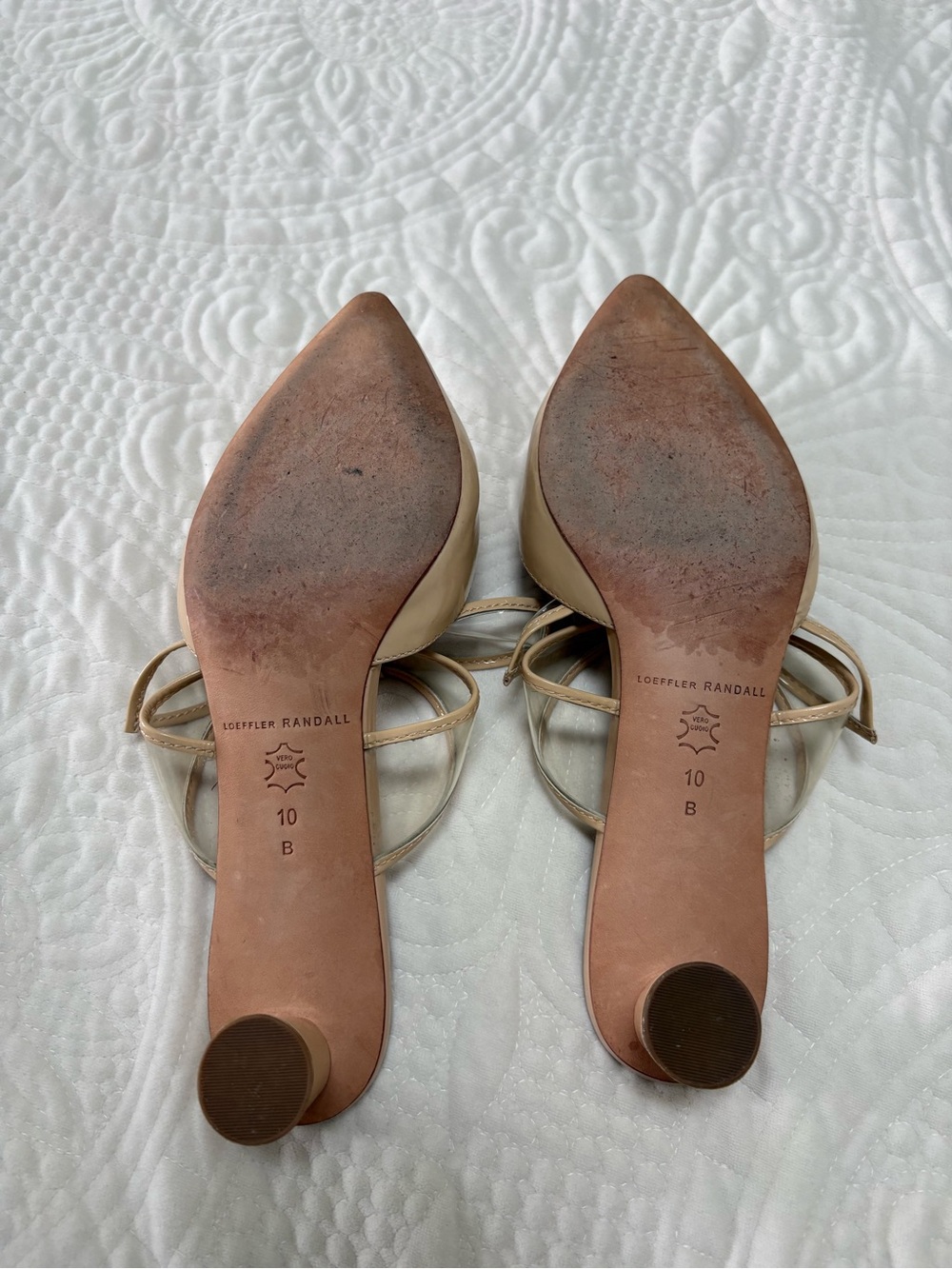 Loeffler Randall Maira Mule Bow Heel Beige Patent Leather Size 10 - Picture 7 of 9